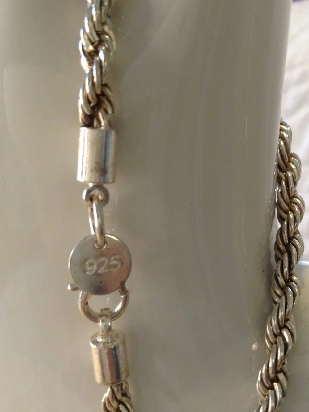 NWOT 925 Sterling Silver 8" rope bracelet Plain charm Pretty Fairycore Versatile - Picture 3 of 3